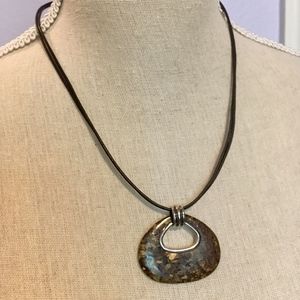 Silpada Bronzite Pendant on Leather Cord